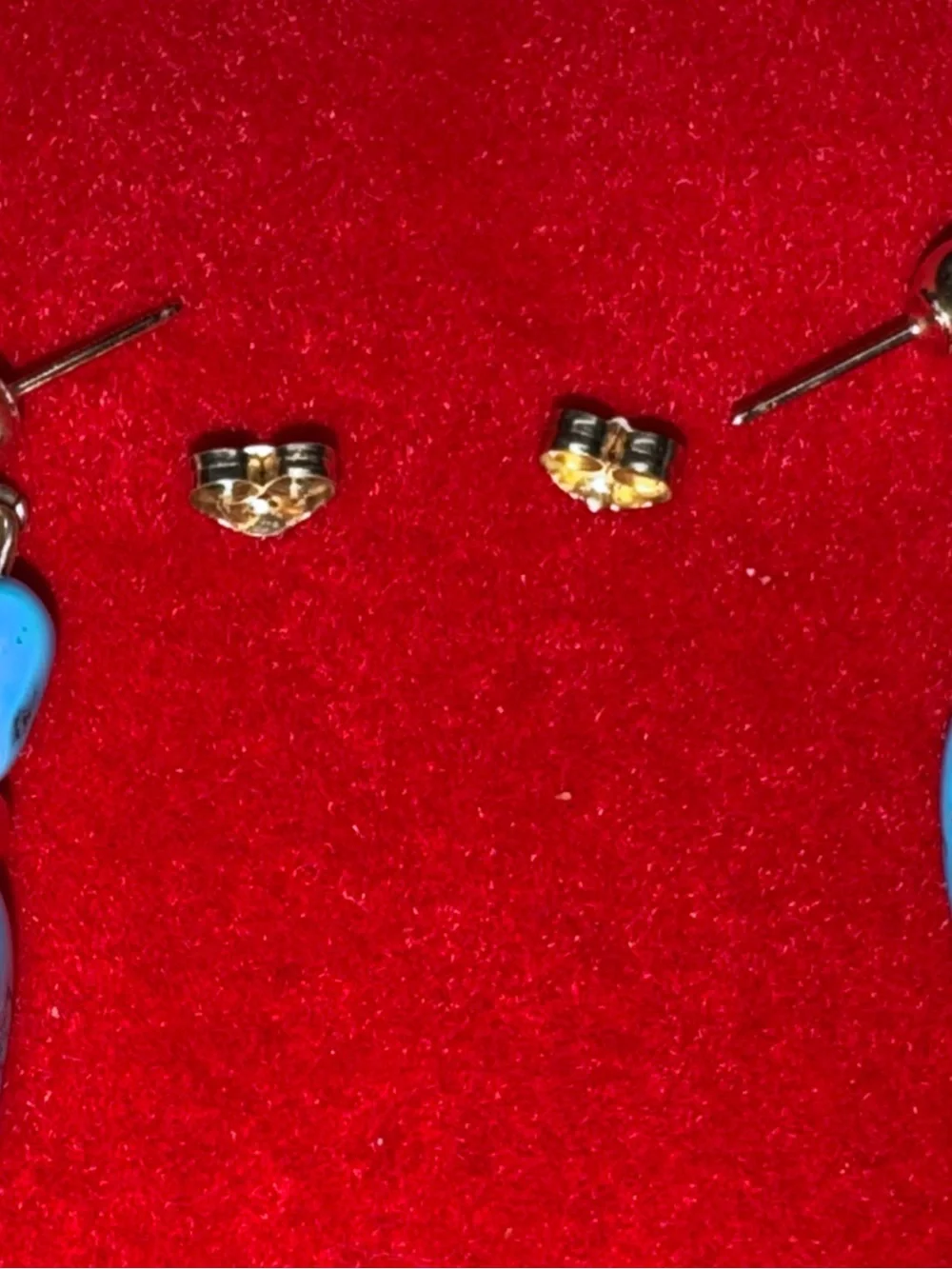 Turquoise Drop Dangle Earrings - Blue Gold Accent
